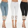 Summer Pants Lace Stretch Women's Women's Calf Length Jeans Tight-fitting Cropped Pants Jeans Stretch Pencil Pants