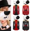 Body cu paiete Circus Ringmaster pentru femei, cu pălărie, cu fundă, guler fals și mănuși albe, set de 4 piese pentru petrecerea magicianului de Halloween