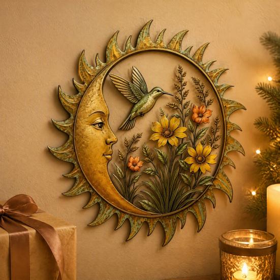Sunshine Theme Wall Decor Garden Decoration, Dragonfly/Bee/Butterfly/Bird Decor, Acrylic Sun Shape Art for Patio Hanging Ornament Home Indoor Outdoor