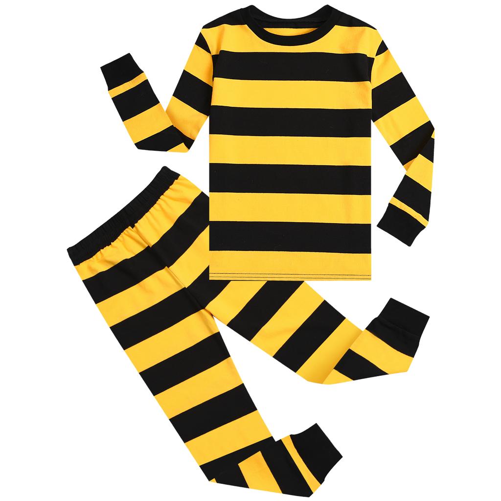 Yellow and Black Striped Pajamas Set for Toddler Boys Girls Halloween Bee Pjs for Kids Pyjamas Infanf Party Gift Sleepwear