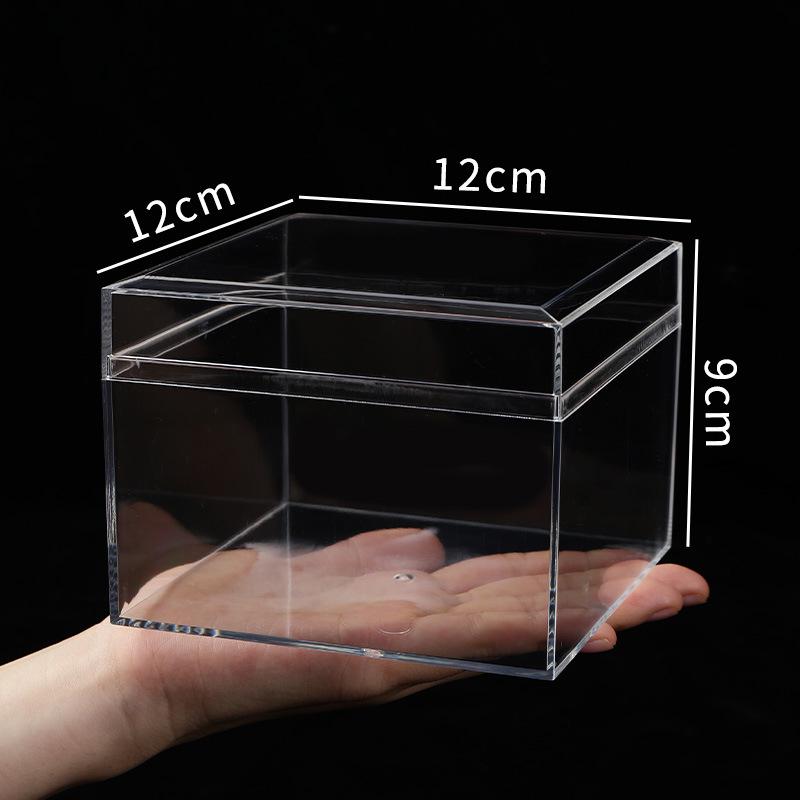 Transparent Square Acrylic Storage Box for Figures - Dustproof Food-grade Plastic, PS Wedding Candy Box with Lid