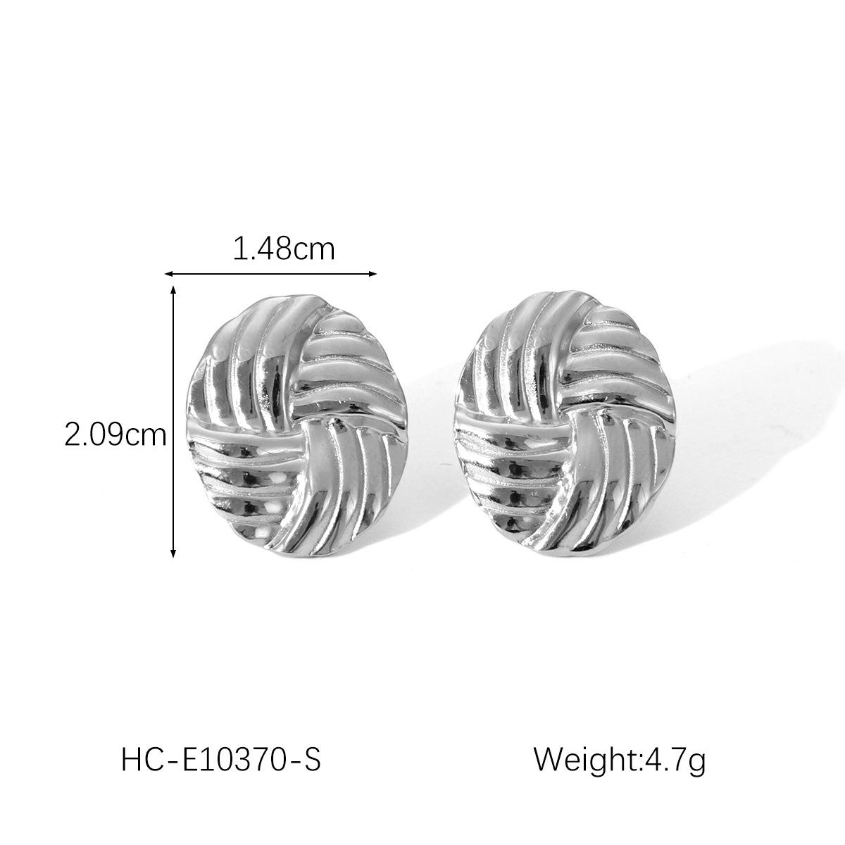 

Titanium Steel Earrings Oval 18K Gold Plated Stainless Steel Braided Studs Women s Elegant High-end Ear Jewelry серебряный