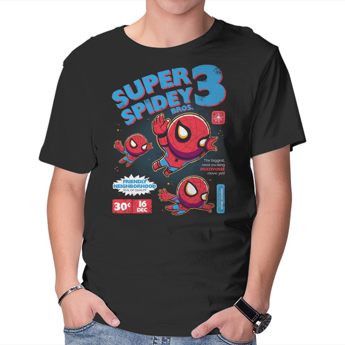 Unisex Crew Neck T-Shirt Super Spidey Bros Graphic Short Sleeve Casual Tee S