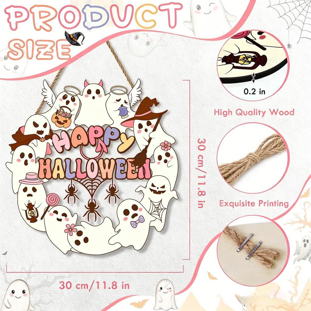 Wooden Halloween Pumpkin Hanging Sign Door Wall Decor Party Home Garden Decoration