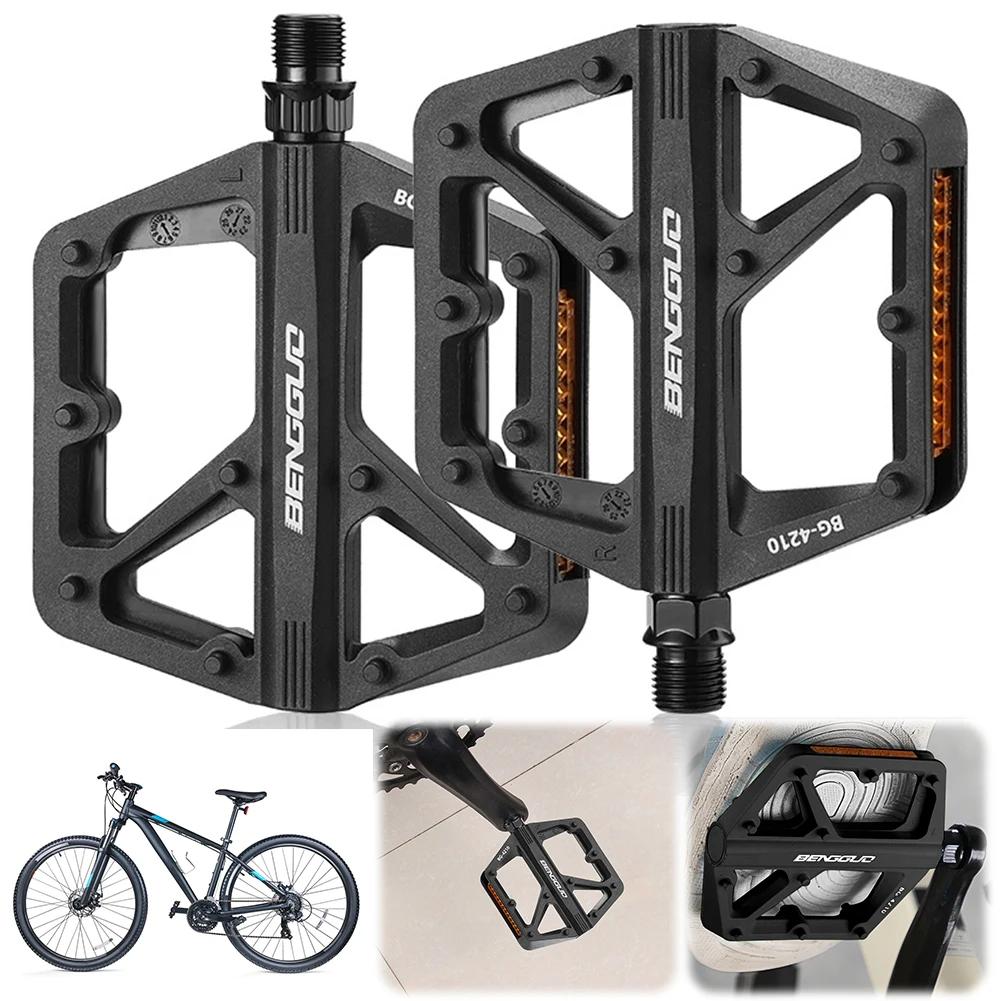 Double DU Bearing Nylon Bicycle Pedals with Reflector Ultralight Bike Pedals Waterproof Cycling Safety Pedals Bike Accessories