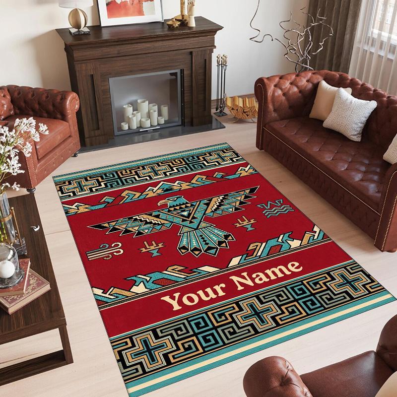 Birds Theme Crystal Velvet Floor Rug Personalized Custom Name Text Warm Carpet Home Decoration