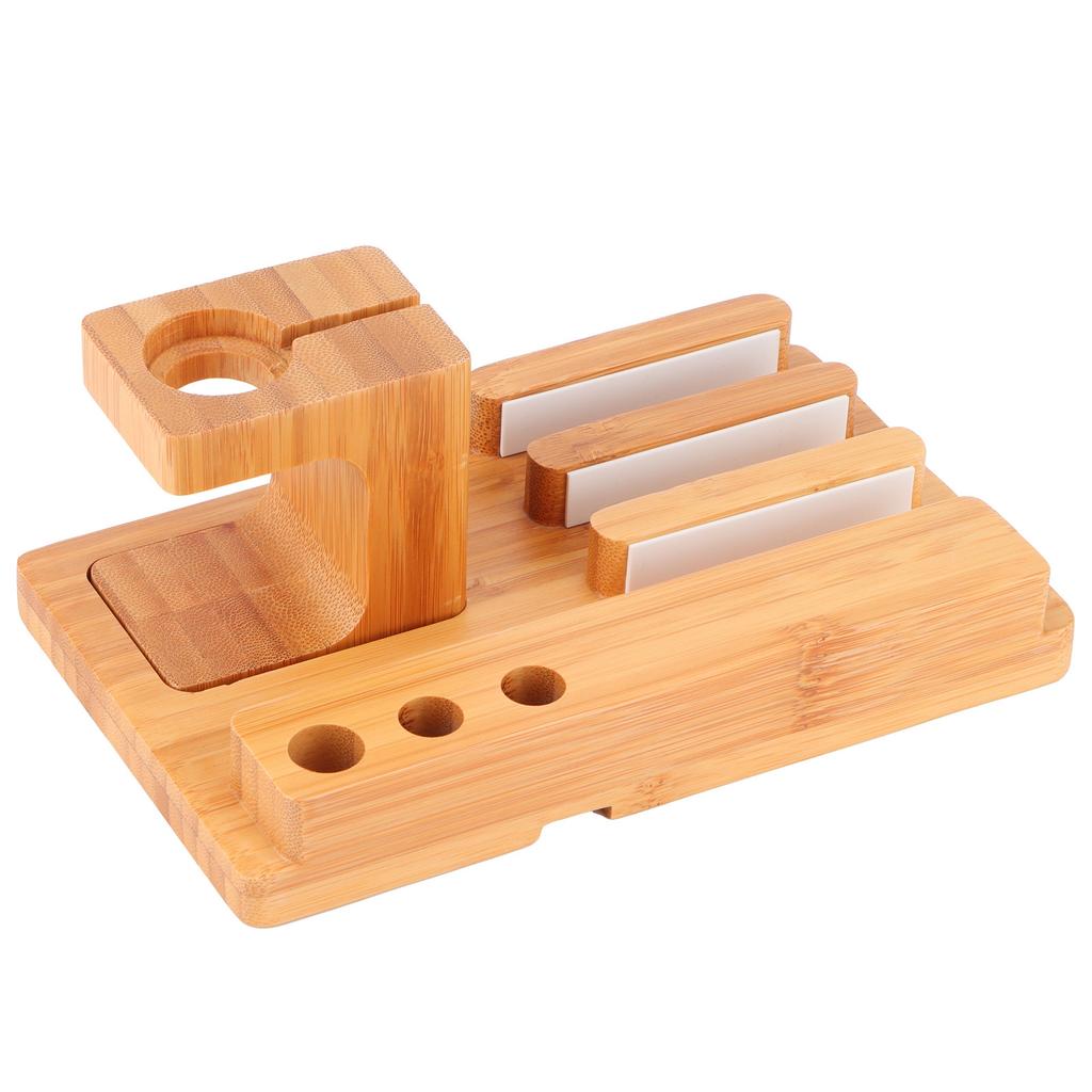 Multifunctional Bamboo Watch Holder Desktop Phone Rack Laptop Storage Organizer for Home Office