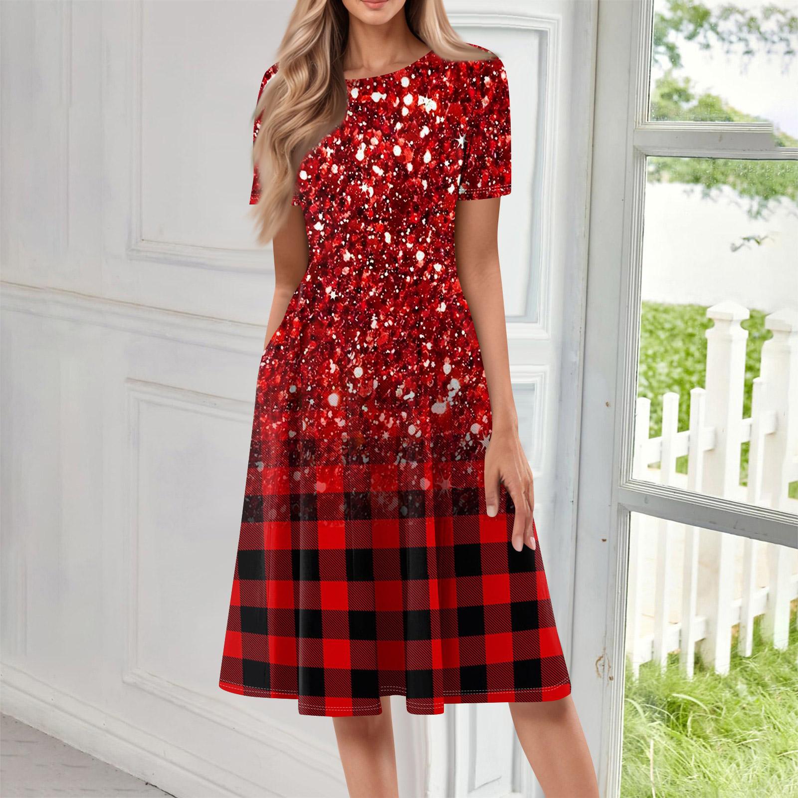 

Жіноча повсякденна сукня з принтом, круглим вирізом, довга XL