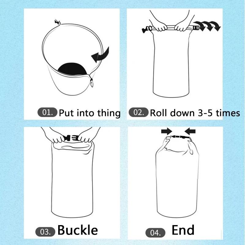 Outdoor Use Dry Water Resistant Carryall Dry Carryall Sack Water Resistant Floating Dry Gear Carryalls For Boating Fishing Rafting Swimming 5L/10L/20L