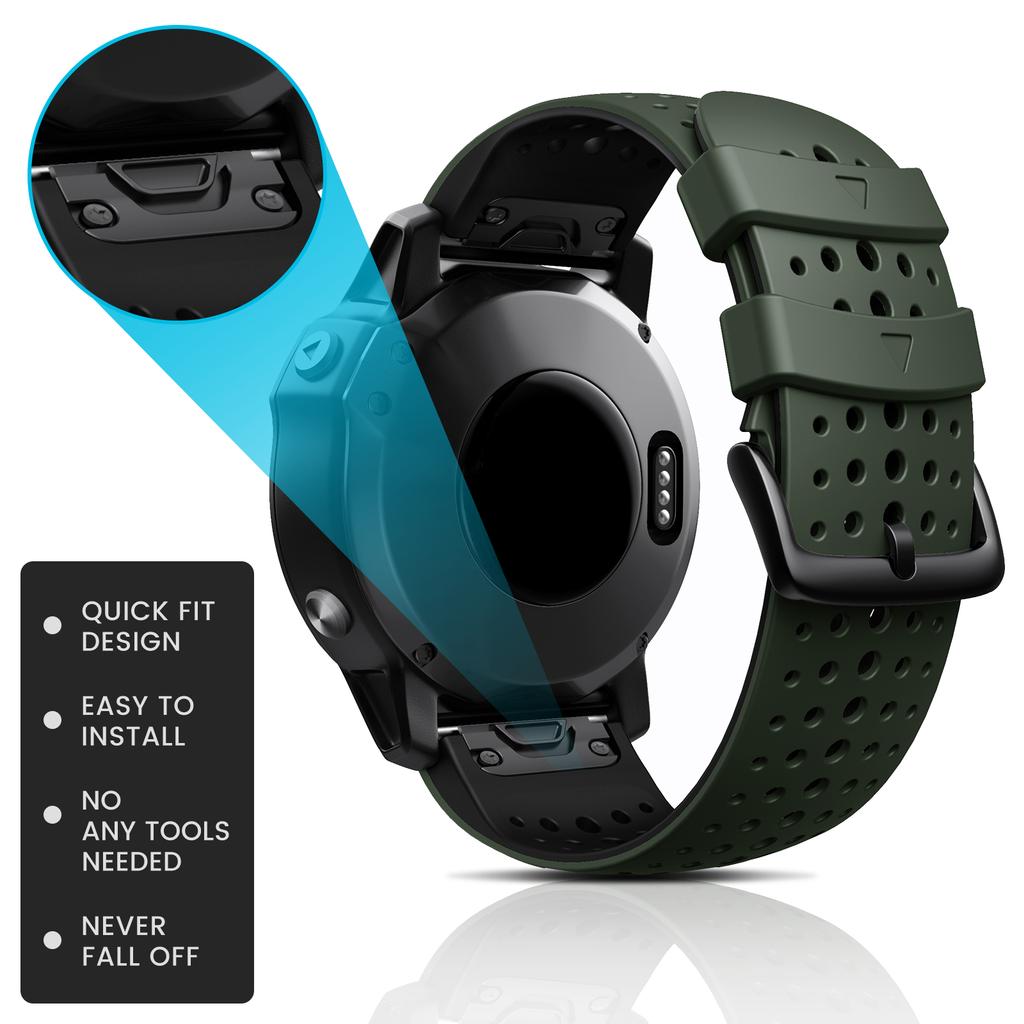 Silicone Watchband for Garmin Fenix 5X/Fenix 3 26mm Easy Fit for Fenix 5X Plus/Fenix 6X/Fenix 6X Pro/2 Delta PX