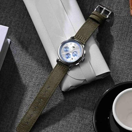 BISONSTRAP Cinturino per orologio in nylon a due pezzi fibbia militare spazzolata sgancio rapido 18mm 19mm 20mm 22mm 24mm cinturino di ricambio uomo