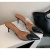 Elegant Pointed Toe Transparent PVC Heart High Heels Mules Slipper Shoes Women 2025 Black White Red Shoes Luxury Designer Pumps