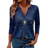 Women's Casual Fashionable Sexy Comfortable V-Neck Christmas Three-Quarter Sleeve Top