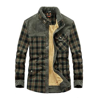 Men Plaid Shirts Winter Jackets Fleece Warm Shirts Coats High Quality Men Cotton Fit Business Casual Outerwear Shirts