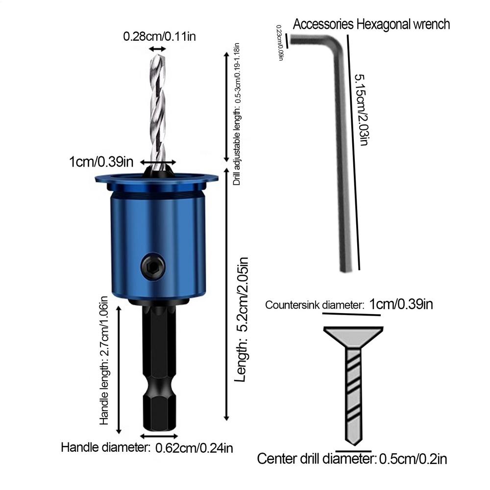 10mm Shank Drill Bit Core Limiter Countersink Drills Router Bit Woodworking Tool With Hexagon Wrench Woodworking Tools