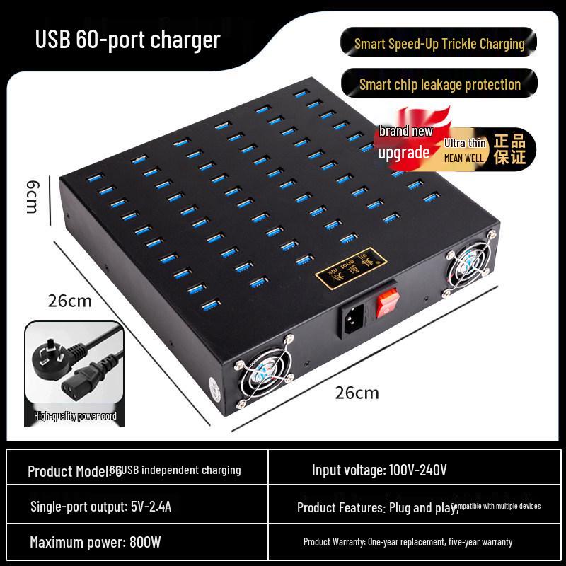Multi-Port USB Charger: 10/20/30/40 Ports for Android - Universal School Charging Station