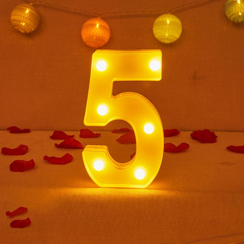 Alphabet Letter LED Lights Luminous Number Lamp Decor Battery Night Light for Home Wedding Birthday Christmas Party Decoration KTY
