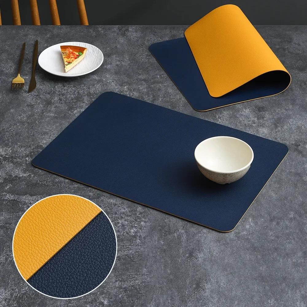 Thermal Insulation Mat PVC Double-sided Leather Dining Table Mat Desktop Decoration Home Dining Plate Mat Anti Slip Bowl Mat