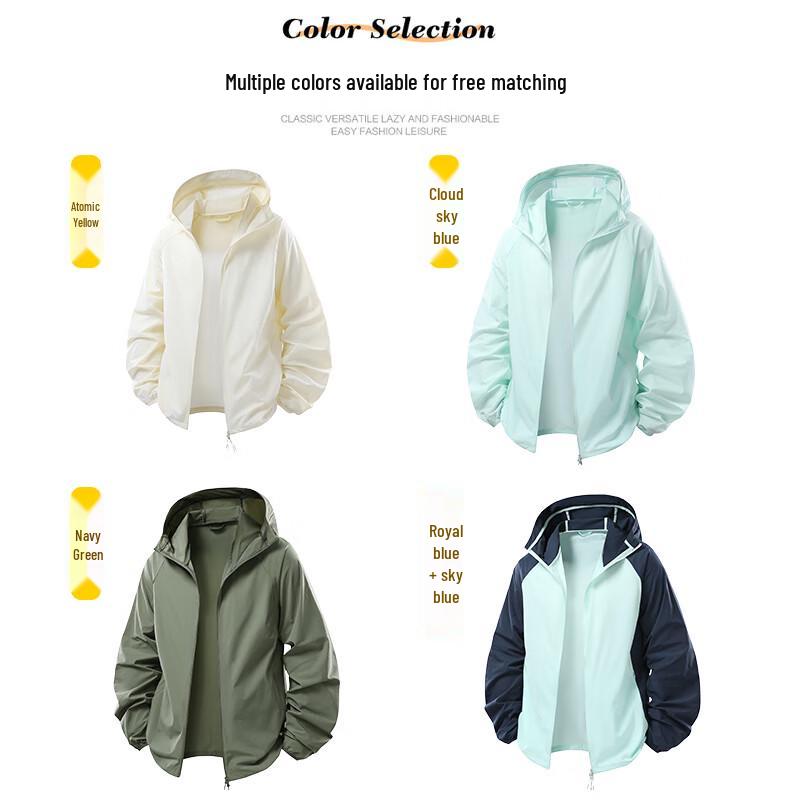 Romon Men's Hooded Ice Silk UV Protection Sun Jacket