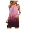 Fashion Women's Sexy  Neck Gradient Print Leisure  Temperament Beach Dress