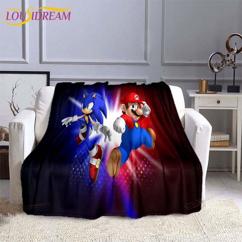 Mario Bros Fashion Blanket Anime Flannel Bed Throw Blanket Soft 3D Printed Cartoon Coverlet Sofa Travel Camping Children Blanket