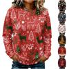 Damen Casual Langarm Weihnachts-Print Rundhals Sweatshirt Oberteil für Herbst und Winter