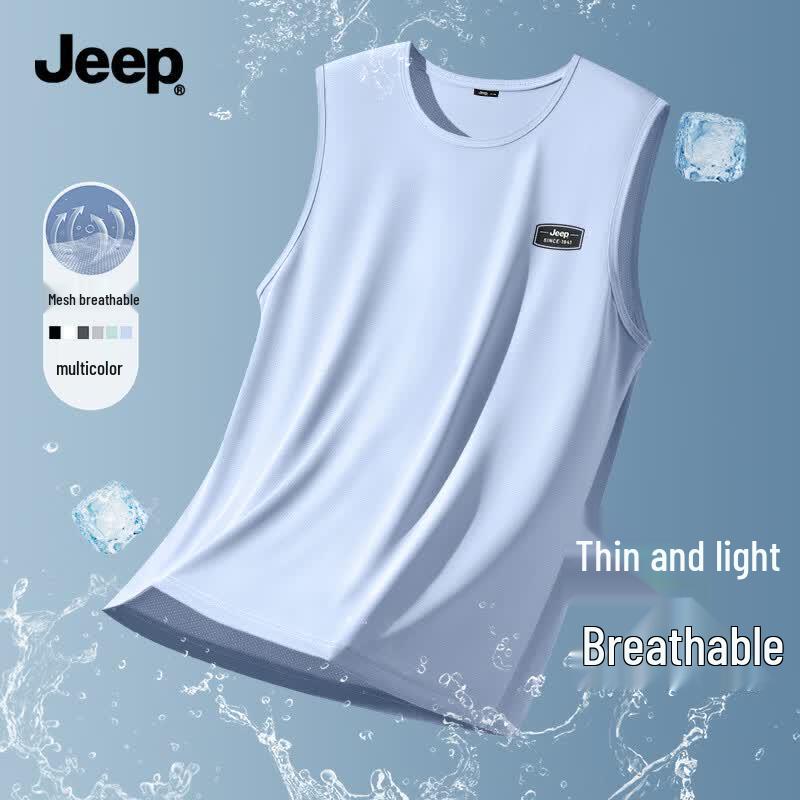 JEEP Men s Ice Silk Quick-Dry Sleeveless T-Shirt XL