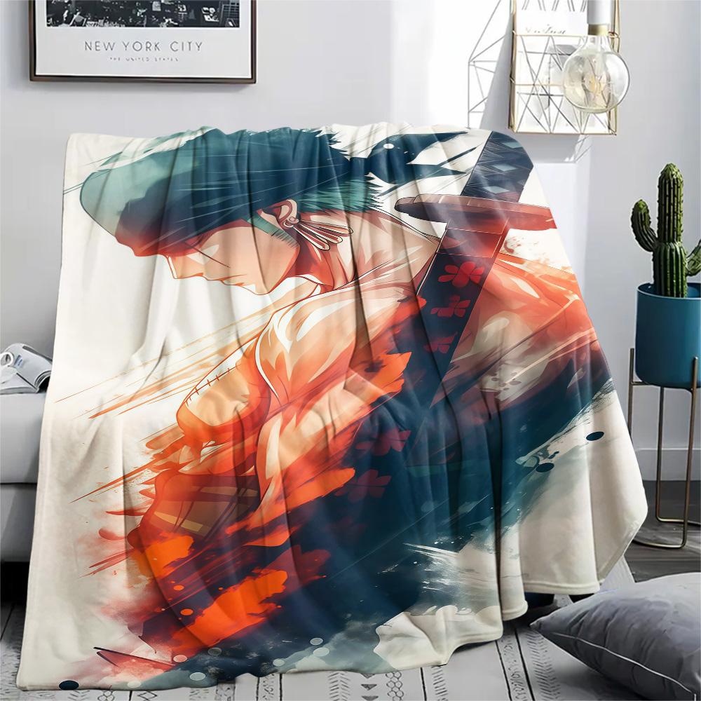 1PC Roronoa Zoro Patterned Flannel Blanket Suitable For All Seasons For Home Decor Warmth And Comfort Gifts Holiday Present