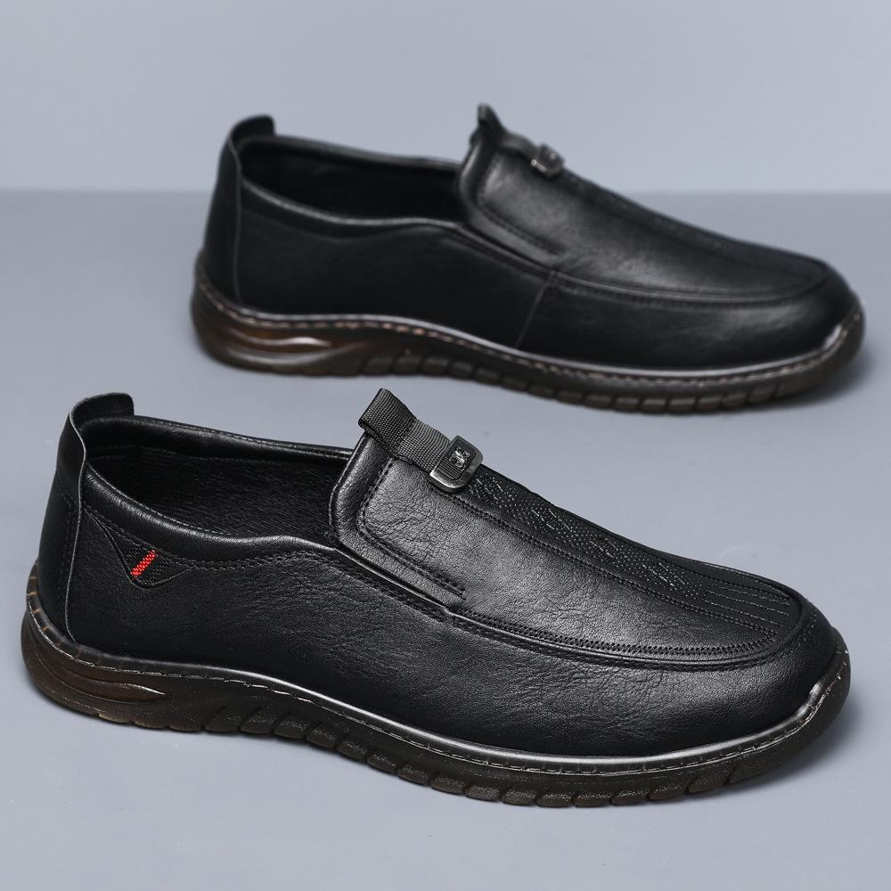 Men's Shoes Autumn New Soft-soled Business Casual Leather Shoes Simple, Comfortable, Non-slip and Wear-resistant One-pedal Dad Shoes