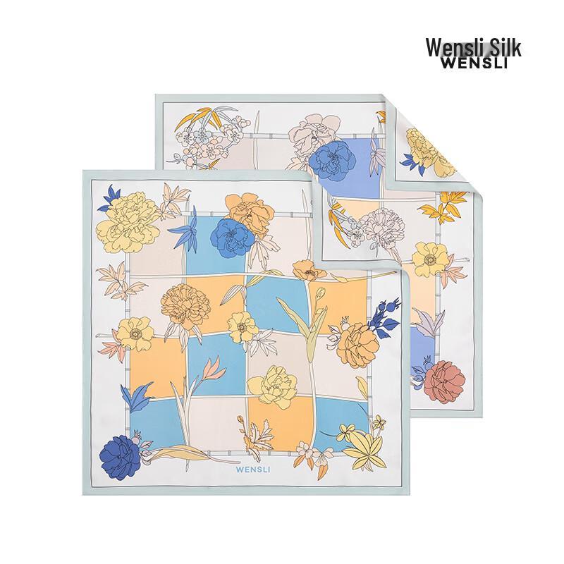 WENSLI Floating Emerald Flowing Red 100% Mulberry Silk Scarf