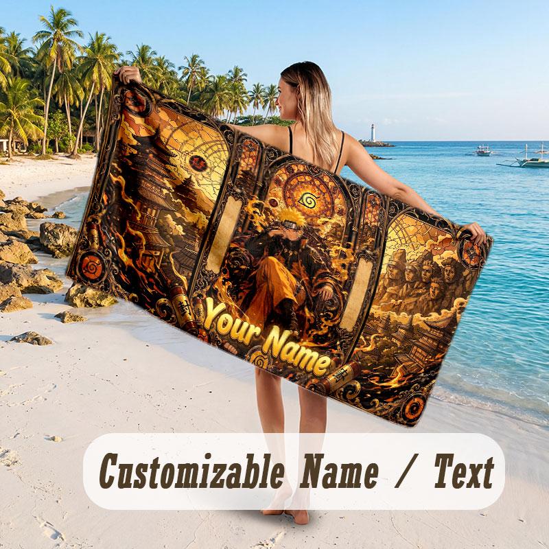 Custom Name Large Beach Towel,Naruto Quick Absorbent Towel For Outdoor Travel Poolside