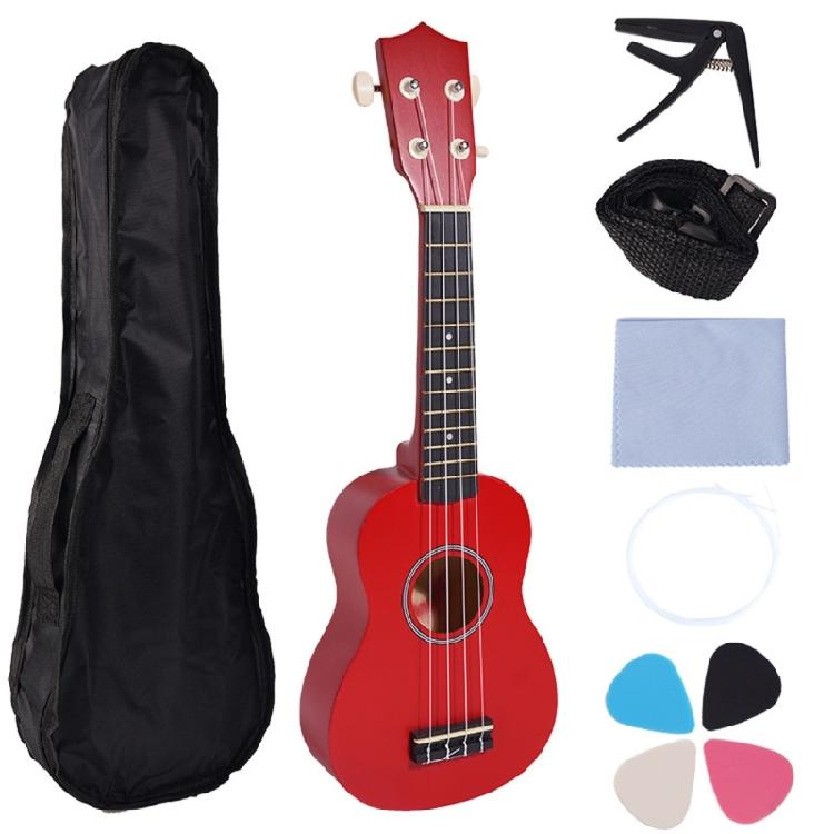 21Inch Ukulele Educational Musical Instrument Toy Acoustic Guitar Set Wood Texture for Music Classes and Home Practice