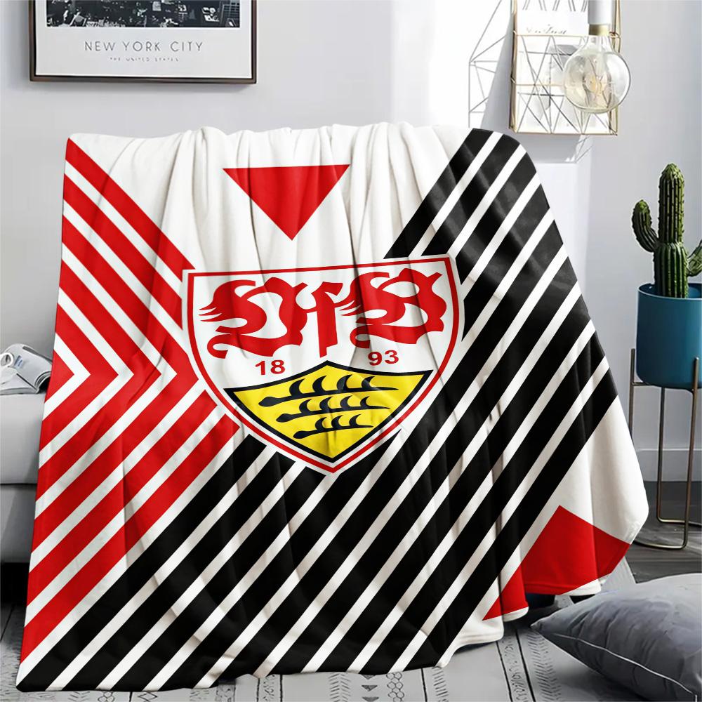 1 Stuk Stuttgart Voetbalclub Print Flanellen Deken Hoge Kwaliteit Warm Comfortabel Deksel voor Alle Seizoenen Perfect voor Cadeaus Woondecoratie