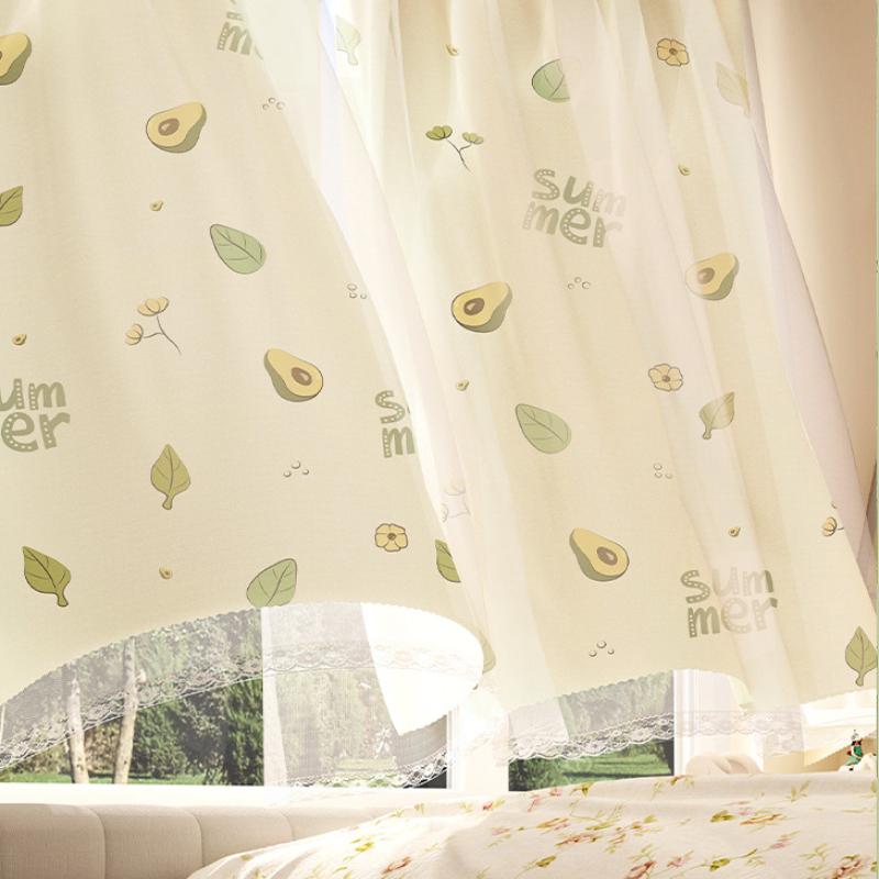 Printed Curtains with Magic Tape, Cartoon Fabric Door Curtains, Partition Curtains, Toilet and Bedroom No-Drill Curtains