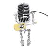 Yellow Guitar Microphone Desk Lamp USB Powered Vintage Microphone Guitar Robot Lamp for Music Lovers