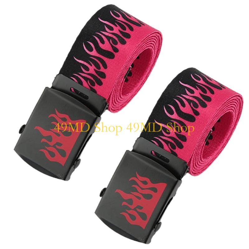 49MD Punk Flame Design Adjustable Unisex Belt For Hip Hop Streetwear Fashion Accessory