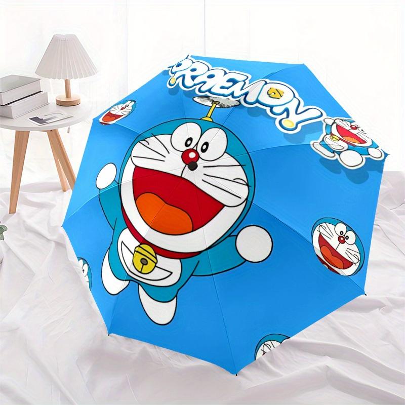 Doraemon Abenteuer Automatischer Faltregenschirm mit stabilem Eisenrahmen, Tragbarer Kompakter Reise-Regenschirm Ganzjahresnutzung Partys029