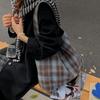 2025 Vintage Women's Plaid Canvas Shoulder Tote – Large, Versatile & Casual for Autumn/Winter