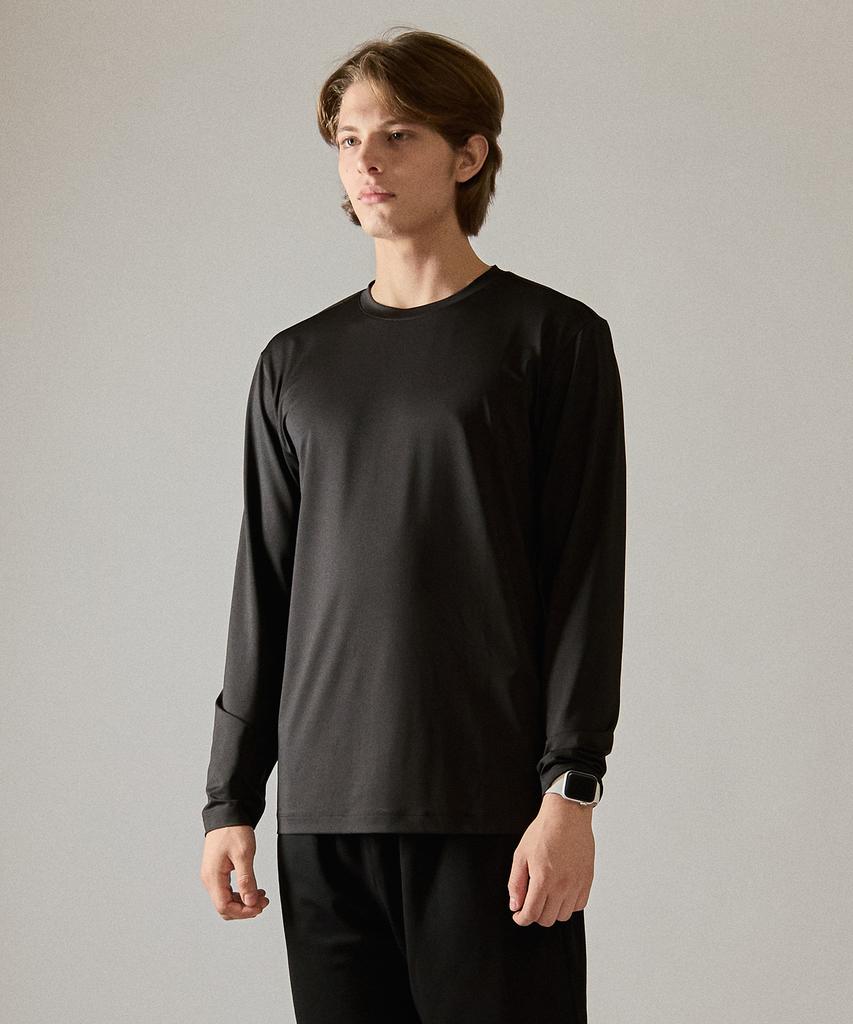 BASIC HOUSE Cool Functional Air Dry Regular Fit Long Sleeve Tee Black Lzts3116
