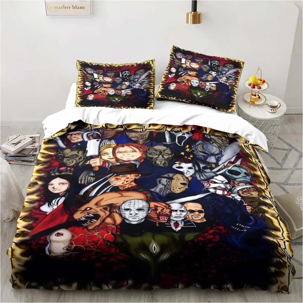 Horror Movie Cover Digital Print Polyester Bedding Sets Child Kids Covers Boys Bed Linen Set For Teens King Size Bedding Set