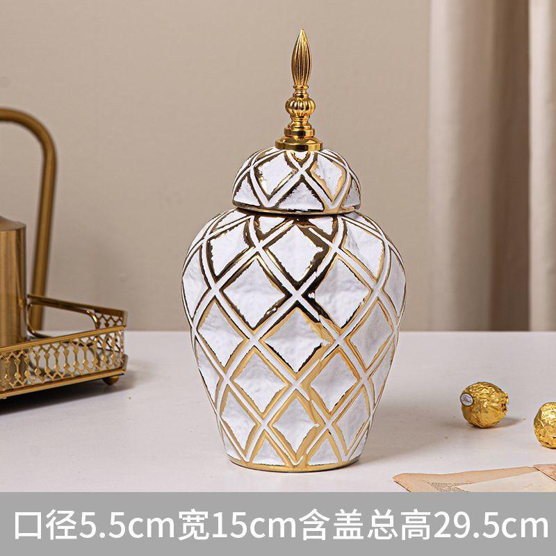 electroplated ceramic vase decor Luxury General storage tank tall universal jar Living room dining table home decor ornaments