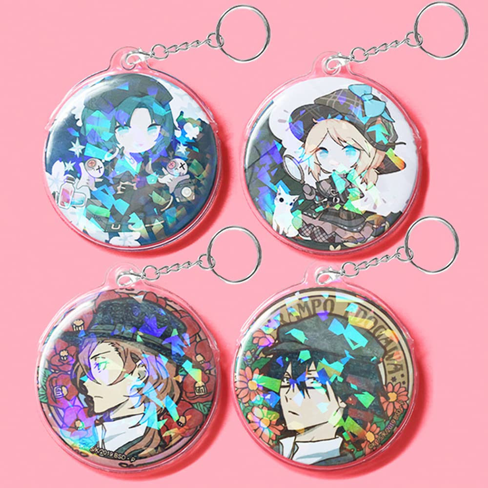 Samcos Keychain Badge Protective Set of Laser Collection High Protects Scratch Ita Anime Round Badge Fits 58mm Badges Covers, Covers, 10, Cut, Strap,