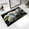 3D Visual Flower Diatom Mud Floor Rug Realistic Floral Doormat Anti-Slip Absorbent Mat for Bedroom Kitchen Bathroom Sofa Coffee Table