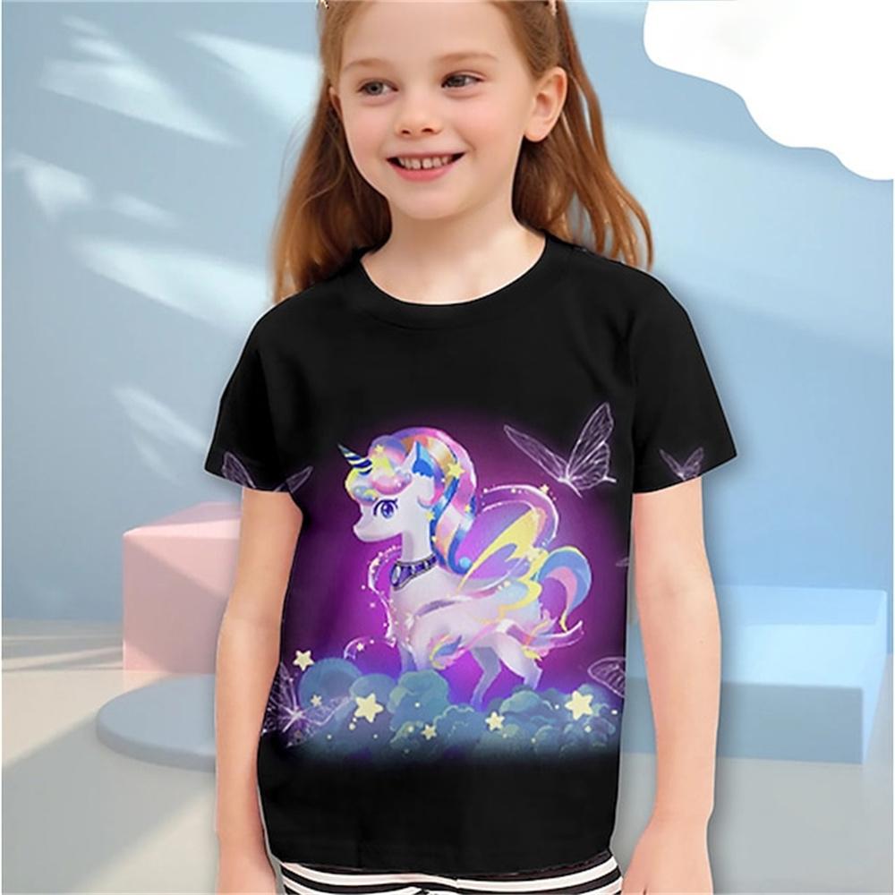 Clothes for Girls From 9 To 12 Years Unicorn Tshirt for Kids Summer Short Sleeve Kawaii T-Shirts