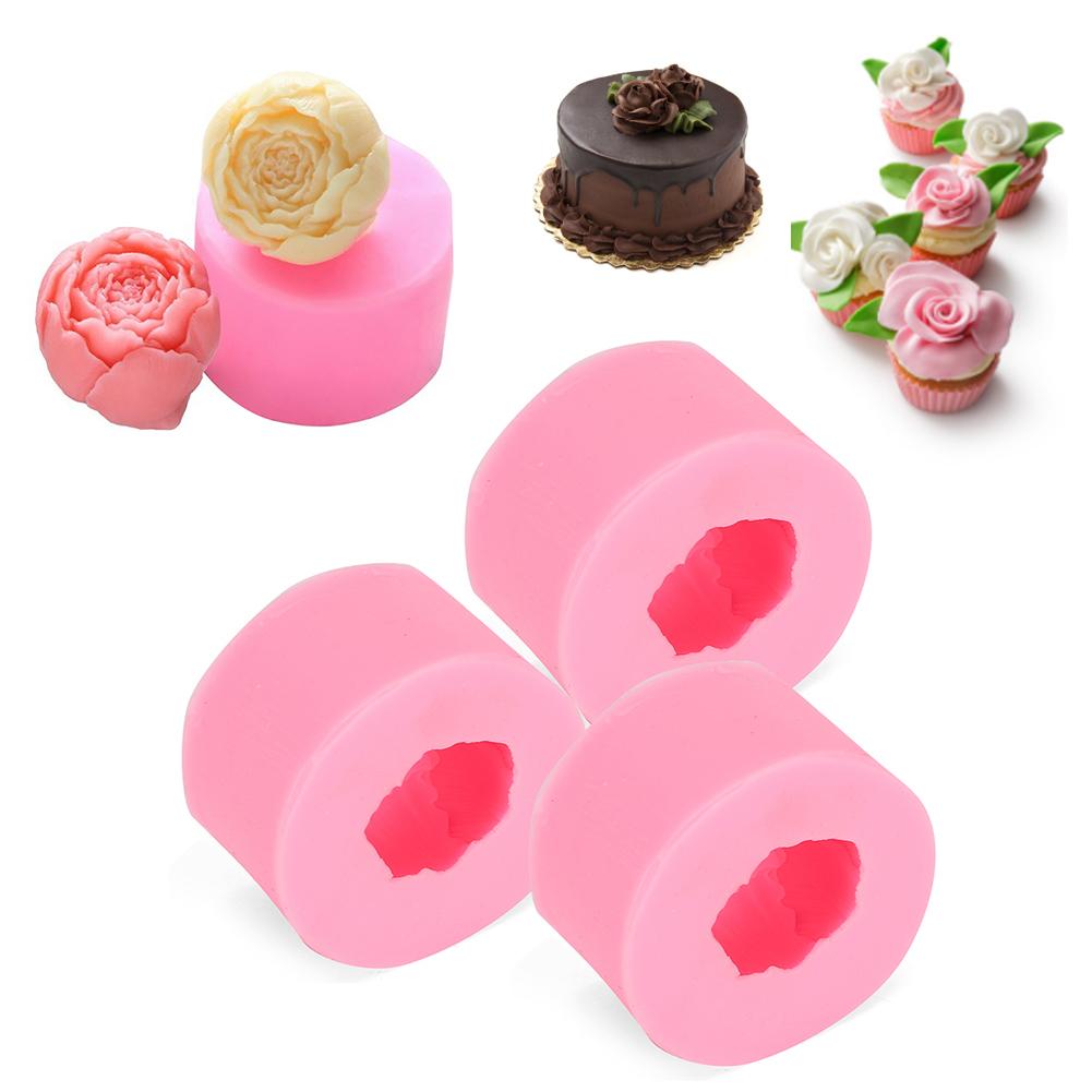 3Pcs Lovely Distinctive Round Flower Shape Cake Candle Soap Silicone Mold DIY Tool Accessories