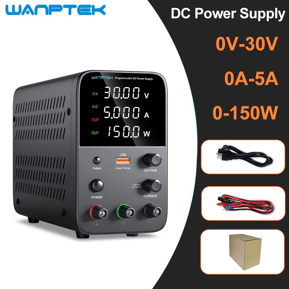 Fonte de Alimentação DC Ajustável Wanptek 30V 10A 5A Fonte de Alimentação de Bancada de Laboratório Fonte de Alimentação Estabilizada Regulador de Tensão Chave 120V 60V5A