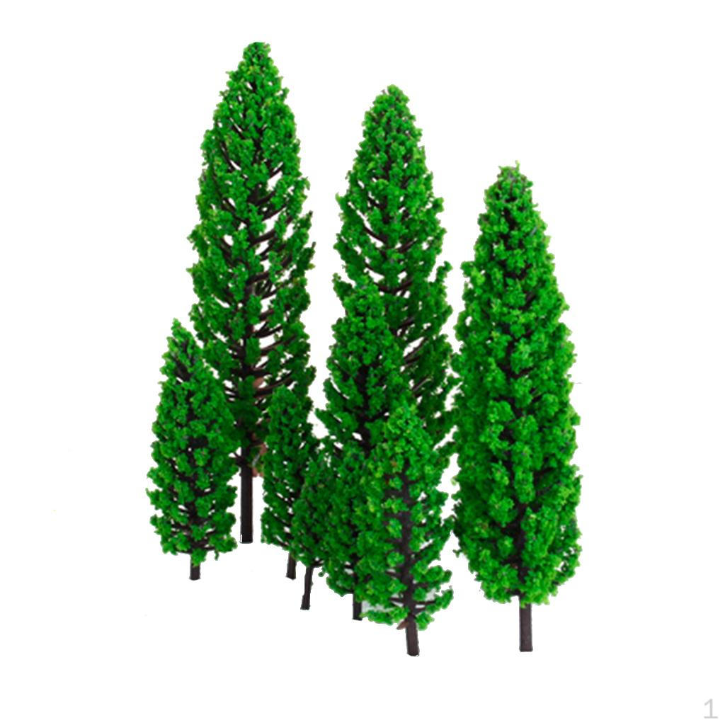 

10pcs 1.9 - 6.3 inch Green Train Scenery Landscape Building Table Model Trees Scale