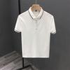 Summer Ice Silk Short Sleeve Polo Shirt For Men Contrast Trim Collar Business Casual Breathable And Quick-dry Cross-border Hot Sale