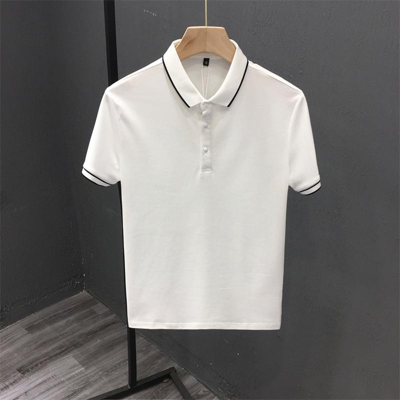 Contrast Trim Short Sleeve Polo Shirt Casual Business Golf Shirt M белый