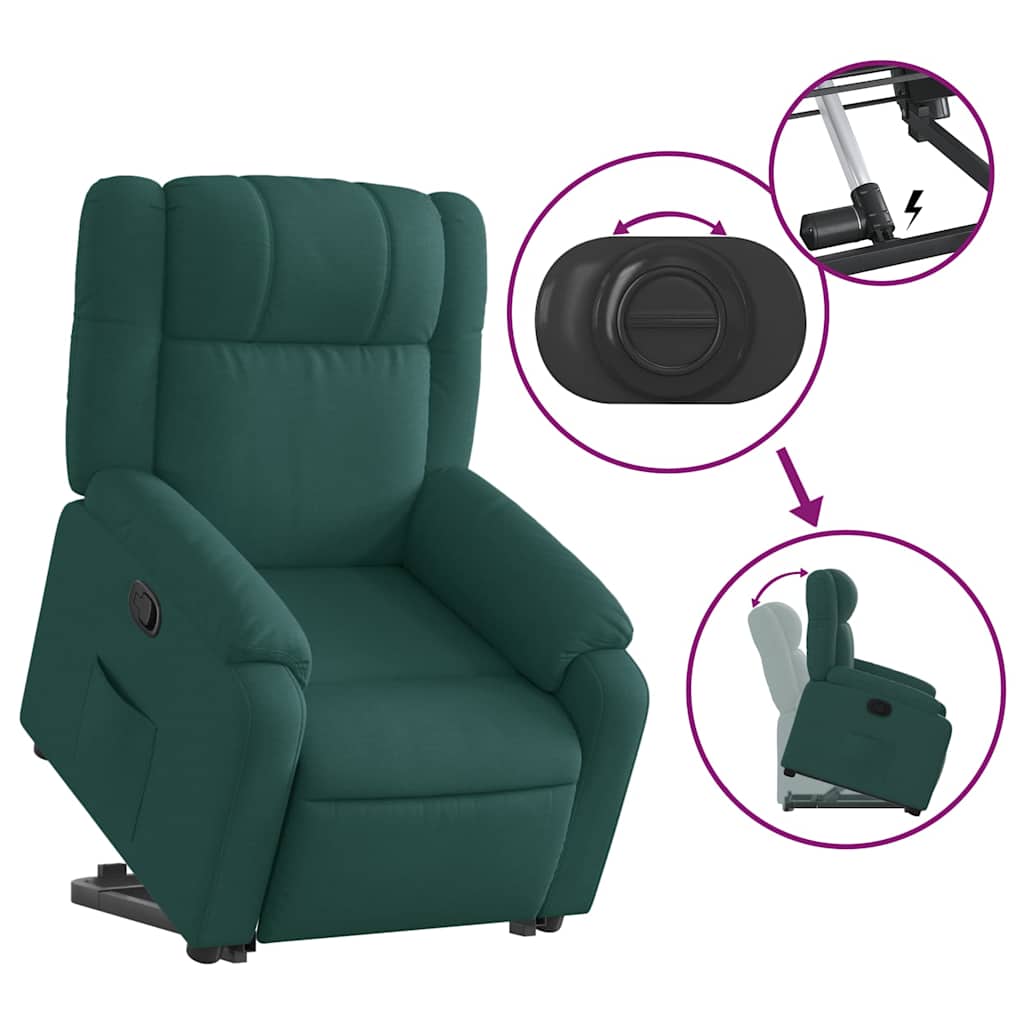 Recliner with Rising Aid Dark Green Fabric